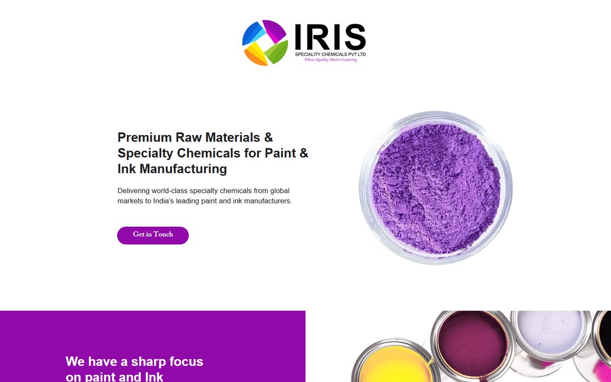 Iris Speciality Chemicals homepage